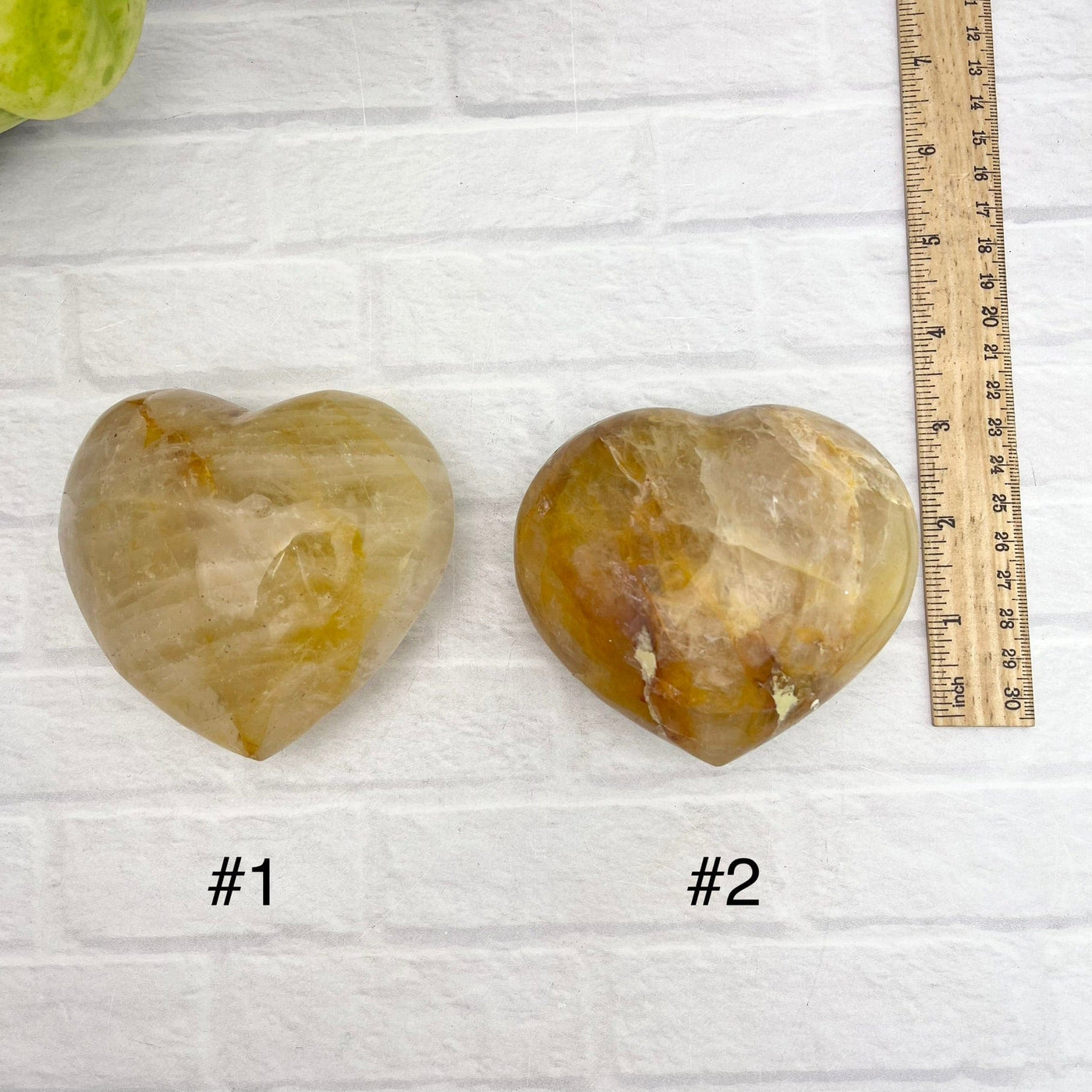 Golden Healer Polished Hearts - You Choose - with ruler for size reference 