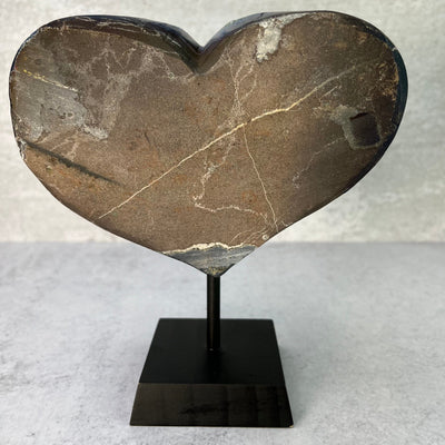  Amethyst Rainbow Titanium Heart on a Wood Stand - OOAK - Back View 