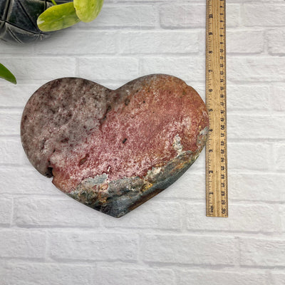 Heart Of Pink Amethyst - with ruler for size reference 