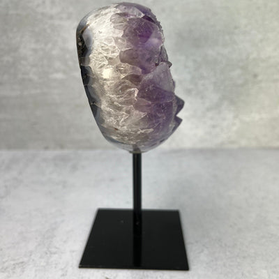  Amethyst Heart Cluster on Metal Stand - OOAK - Side View