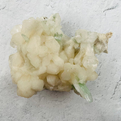 Green Apophyllite with Stilbite Crystal Clusters Zeolites - Aerial View