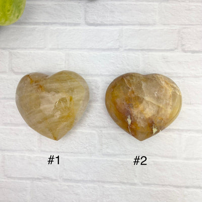 Golden Healer Polished Hearts - You Choose - Front view of two choices