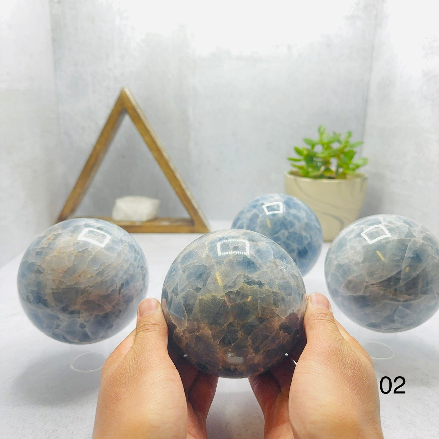 Blue Calcite Polished Spheres -- You Choose -2