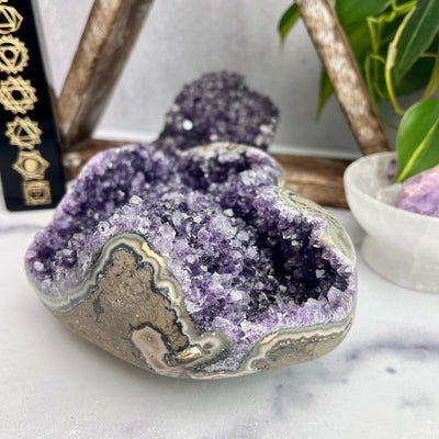 Amethyst Heart Purple Druzy Side Thickness And Cluster View