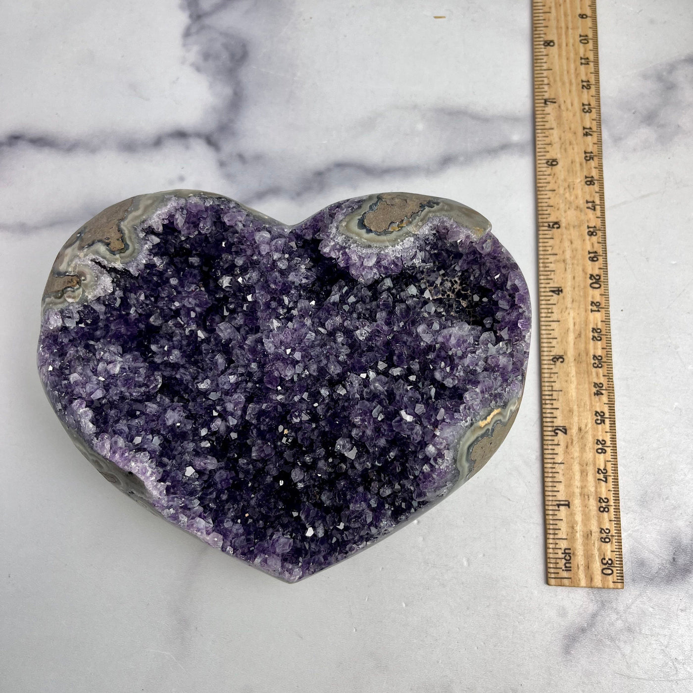 Amethyst Heart Purple Druzy With Ruler For Size Refernce 