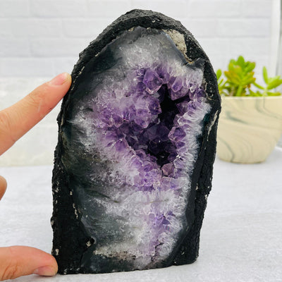 Amethyst Cathedral Geode Crystal - OOAK - With Finger Reference