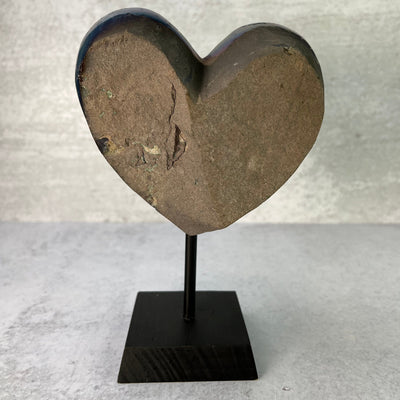  Amethyst Rainbow Titanium Heart on a Wood Stand - OOAK - Back view