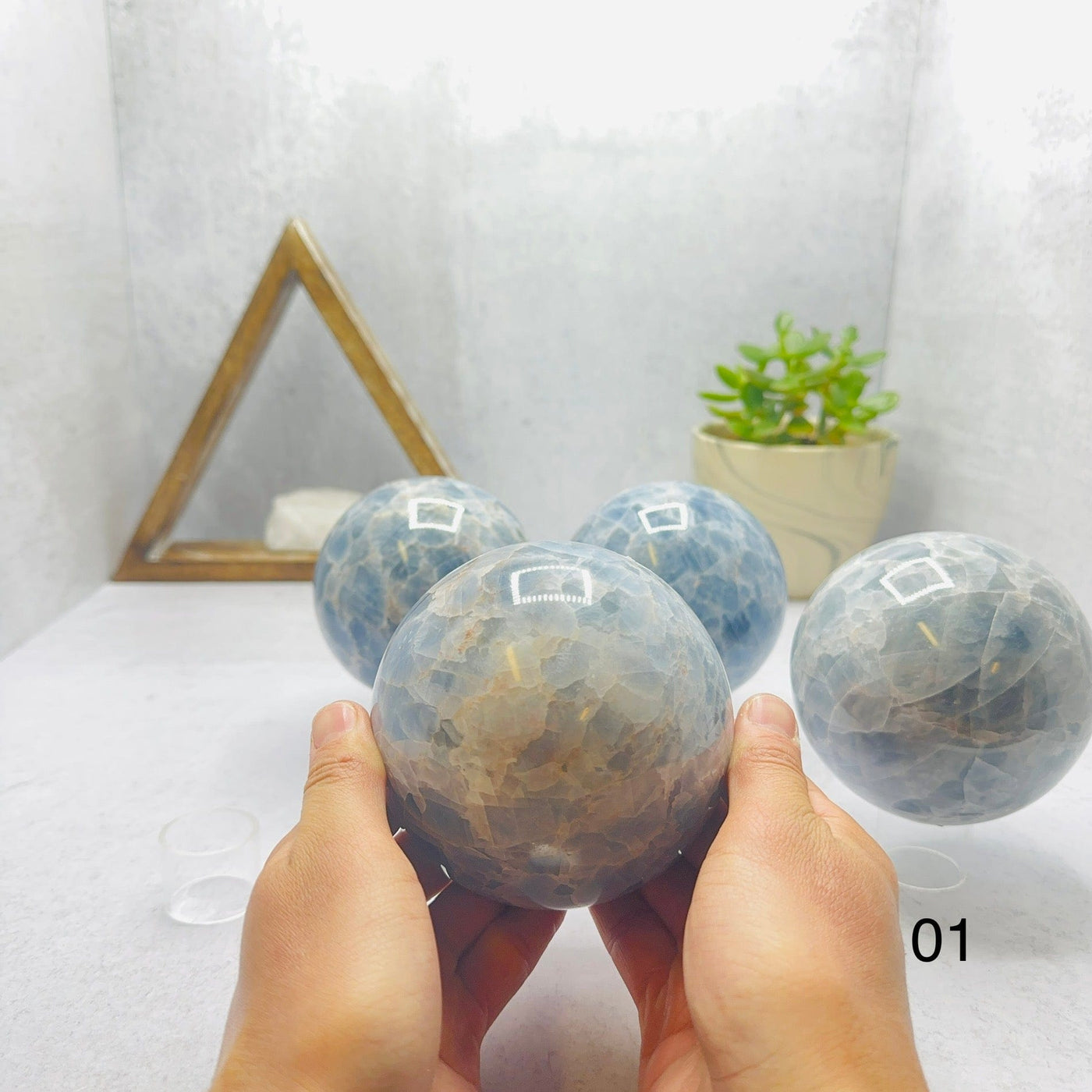 Blue Calcite Polished Spheres -- You Choose -1
