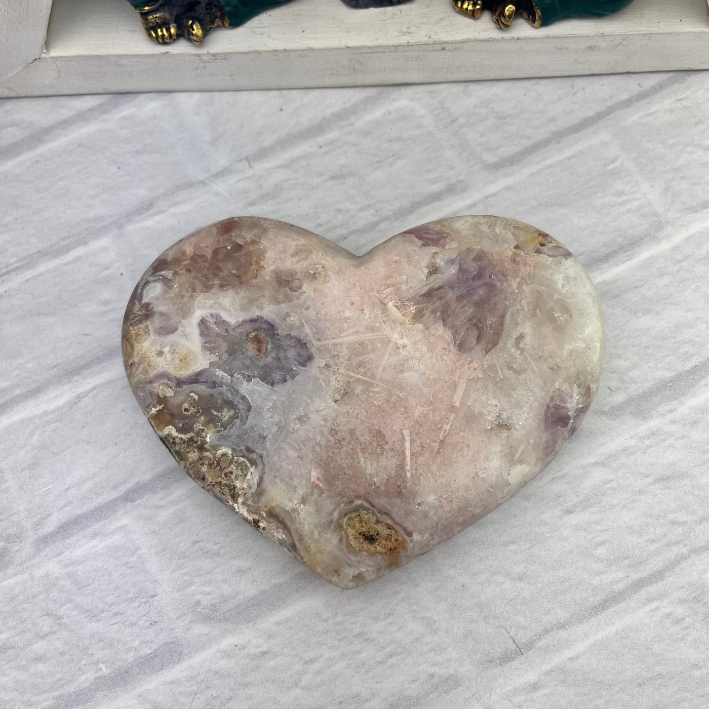 Amethyst pink heart - back side view 