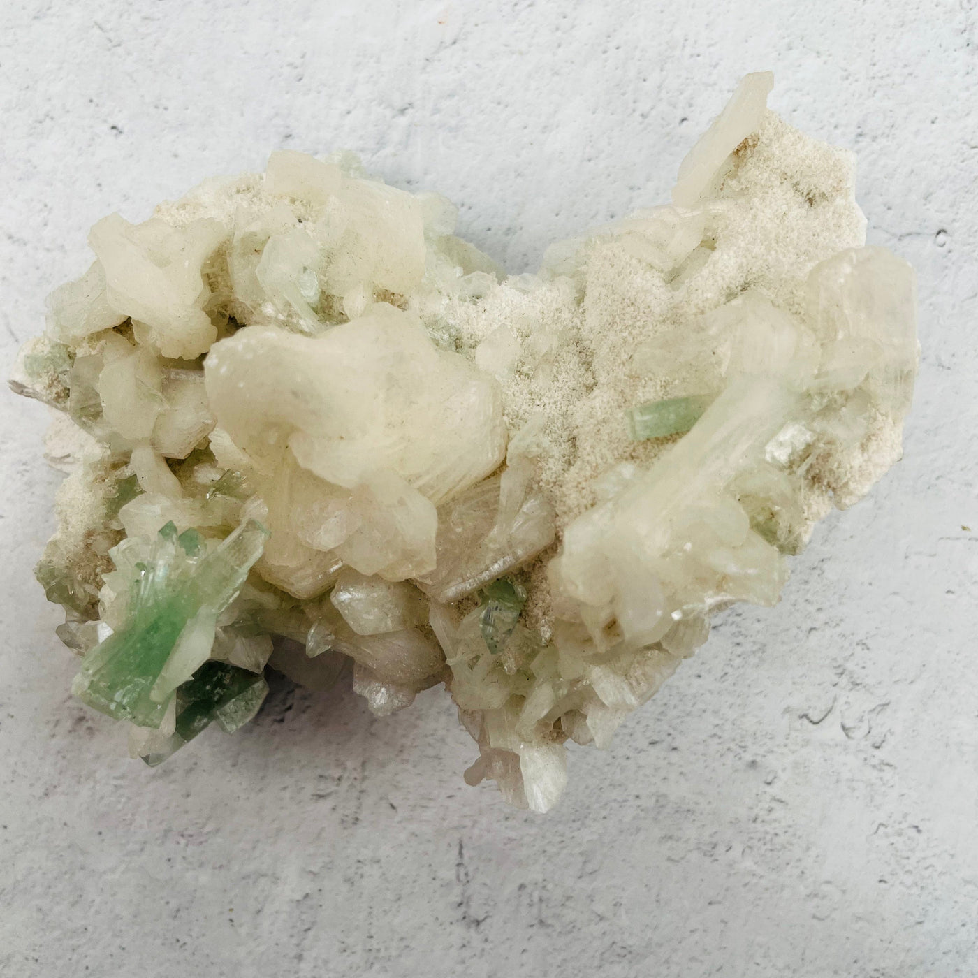 Green Apophyllite with Stilbite Zeolites- OOAK - Aerial View