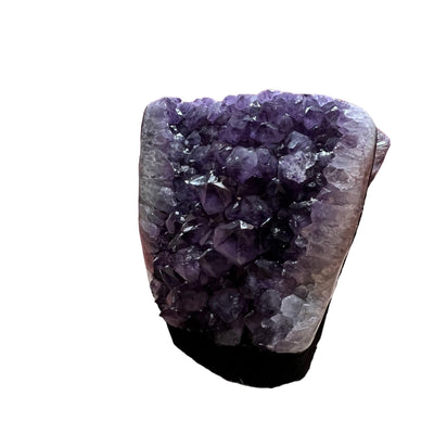 Amethyst Crystal Cluster Cut Base from side view