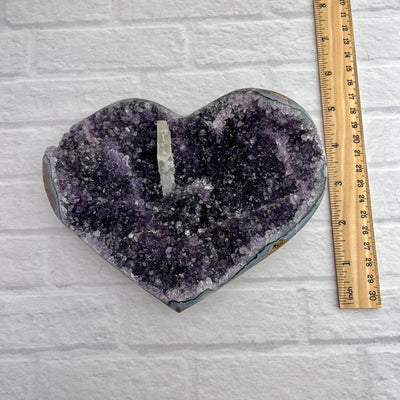  Amethyst Purple Cluster Druzy Heart with ruler for size reference 