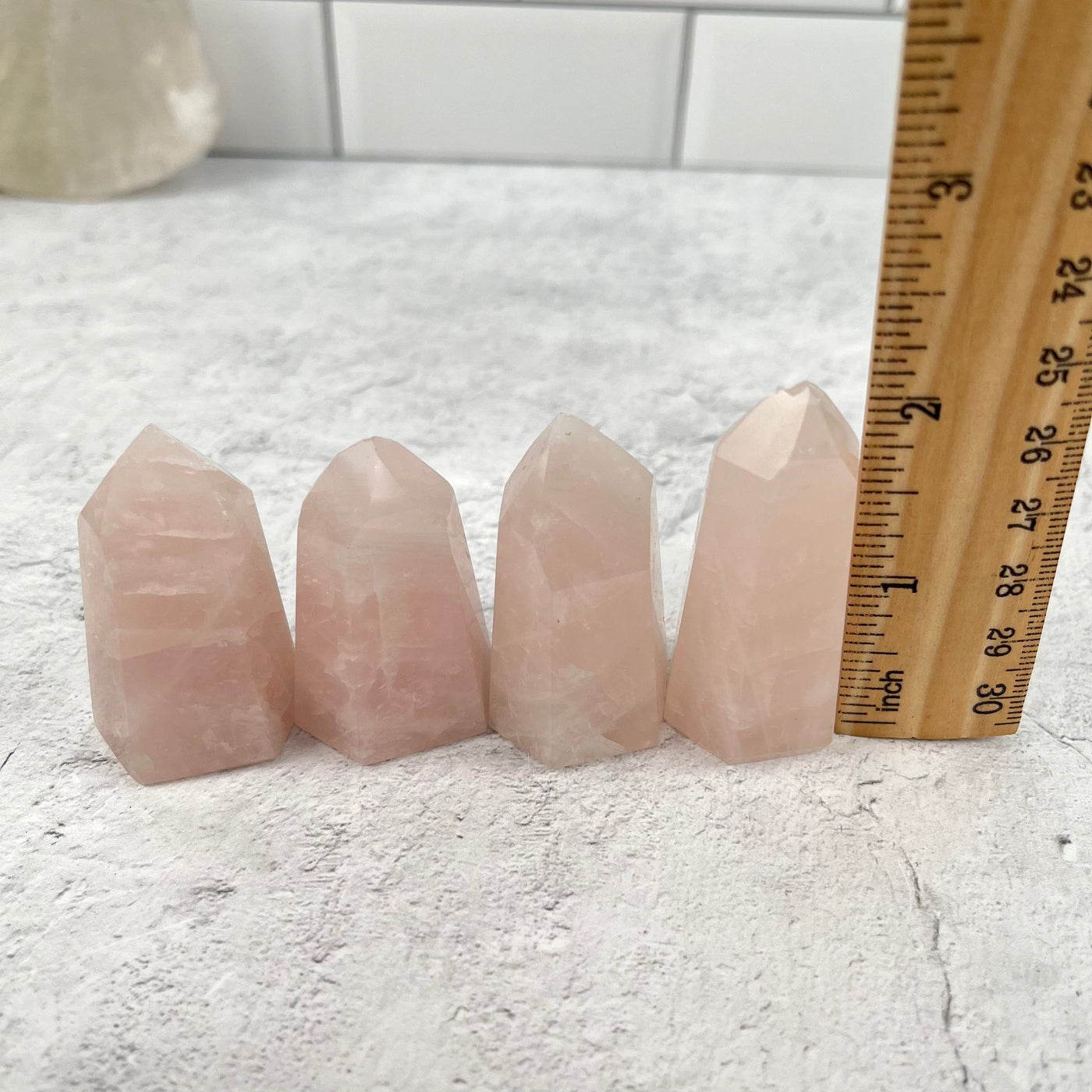  Polished Rose Quartz Points - You Get All - With Measurements