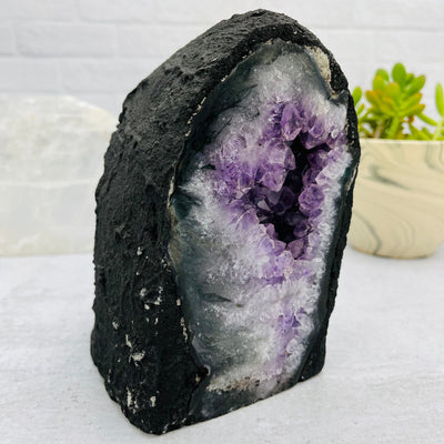 Amethyst Cathedral Geode Crystal - OOAK - Front Side View