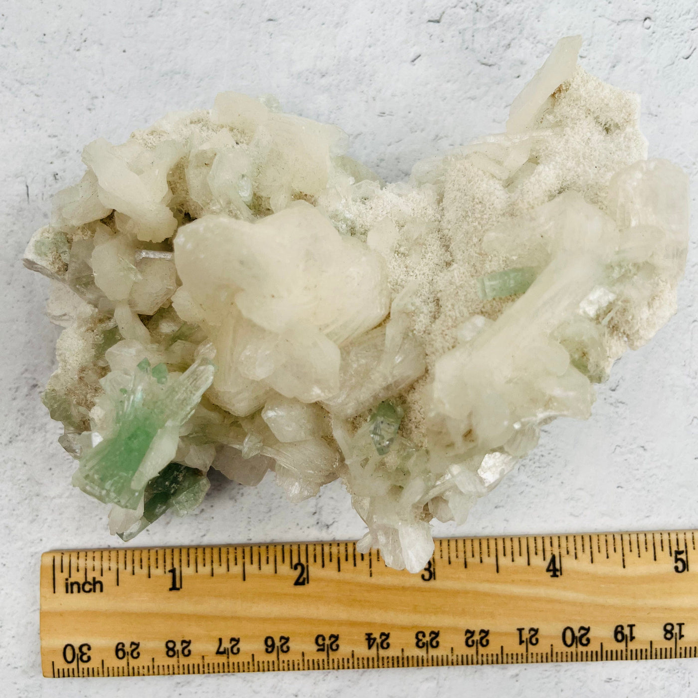Green Apophyllite with Stilbite Zeolites - With Measurements