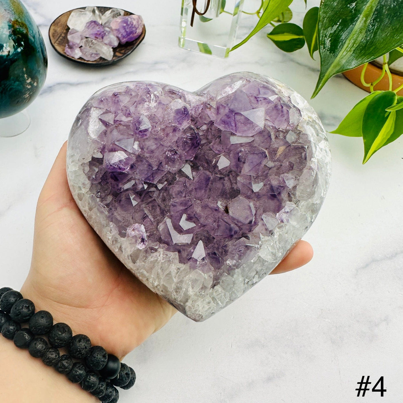 Amethyst Druzy Purple Hearts - YOU CHOOSE - Top View Of Choice Number Four