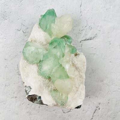 Green Apophyllite with Stilbite Crystal Clusters Zeolites - Aerial View