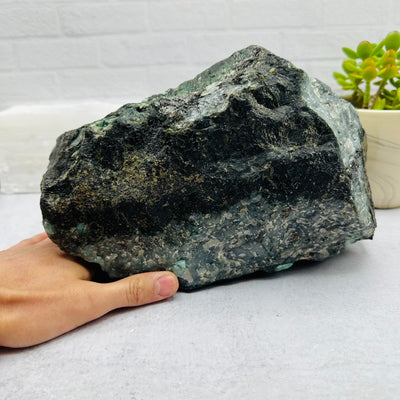 Emerald Large Rough Stone - OOAK - with hand