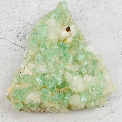 Green Apophyllite with Stilbite Crystal Clusters Zeolites - Side View