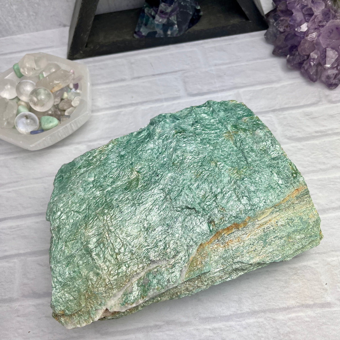 Green Free Form Fuchsite - back view