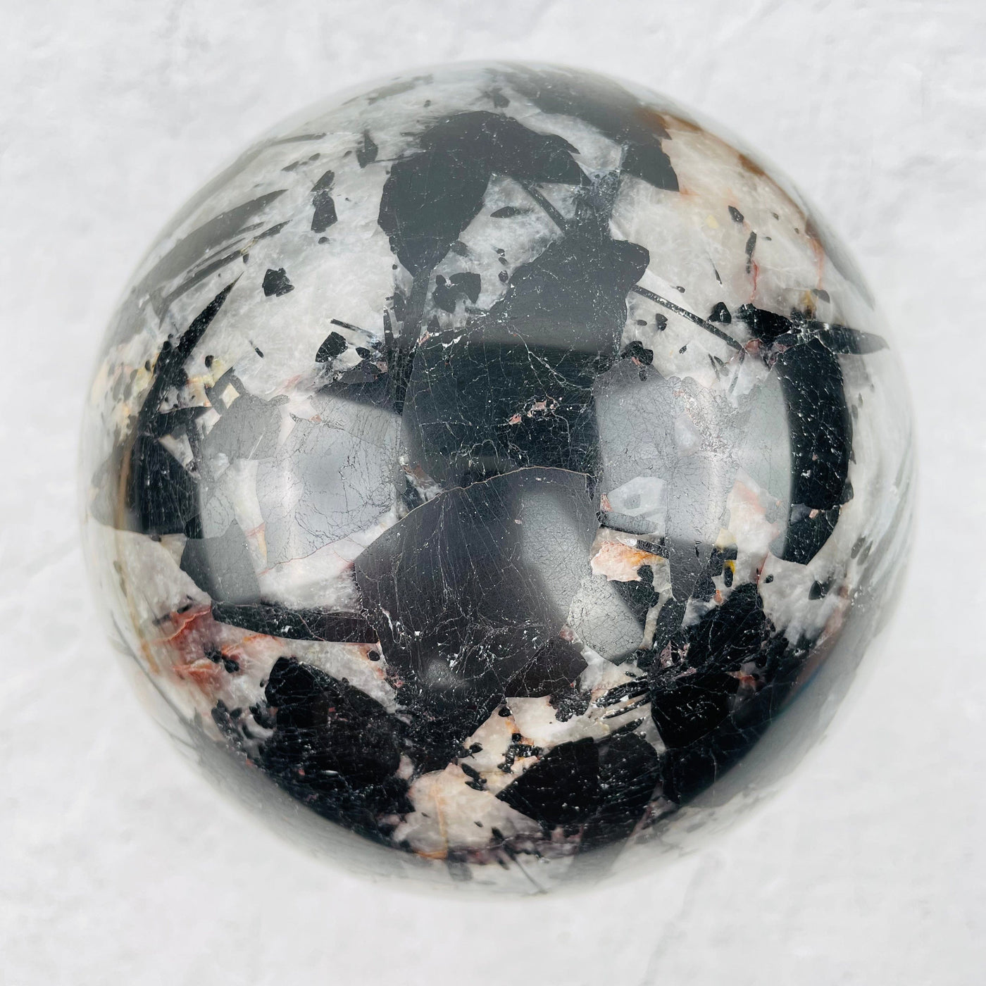  Black Tourmilated Quartz Sphere - Gigantic - OOAK -  Aerial View