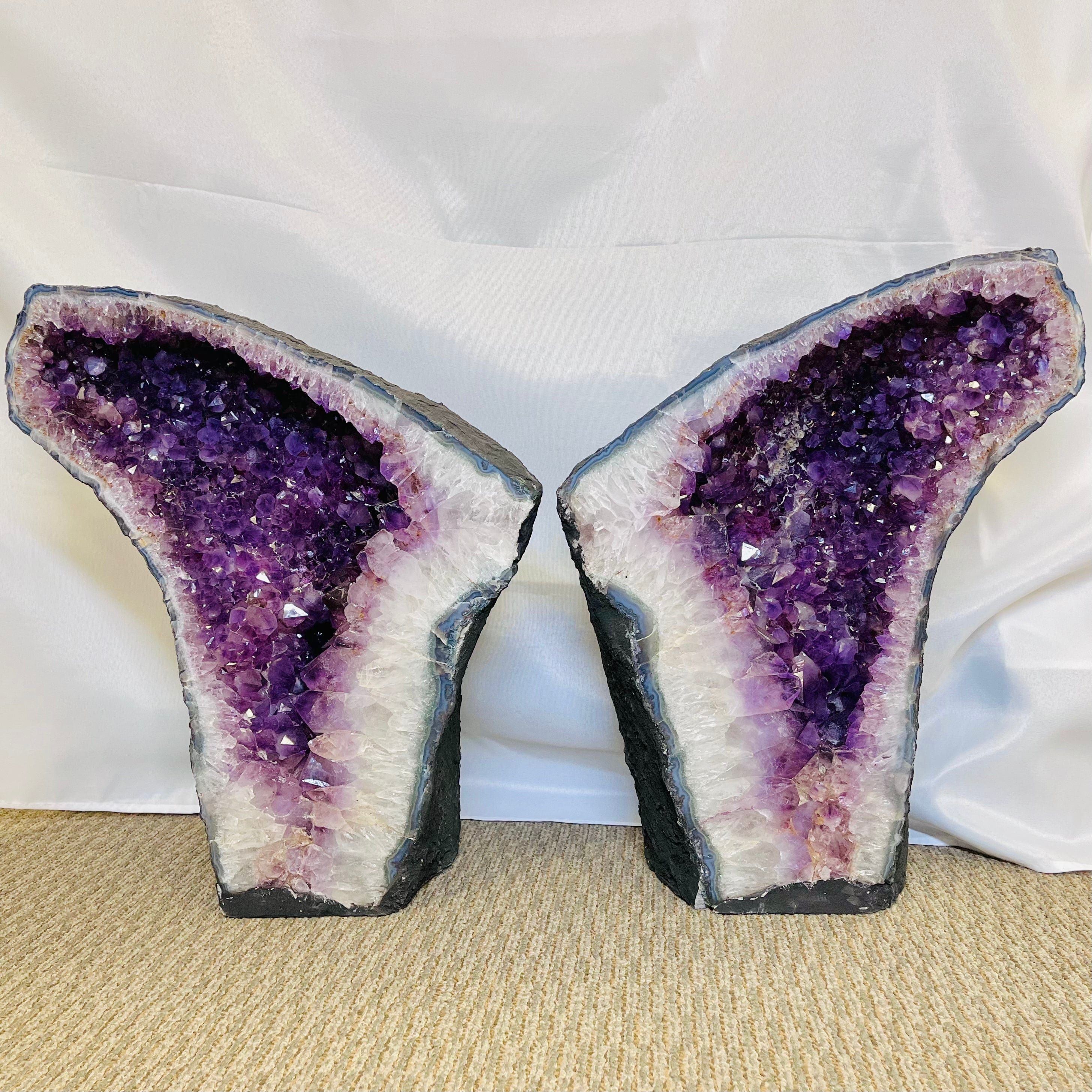 Large Amethyst Sliced Geode Wings - 2 Piece Set – Rock Paradise