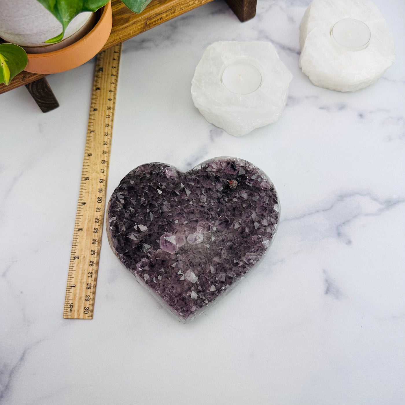 Amethyst Cluster Druzy Heart Measurement Reference 