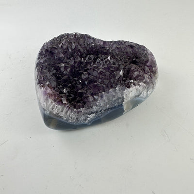 Amethyst Crystal Cluster Heart shown at a side angle