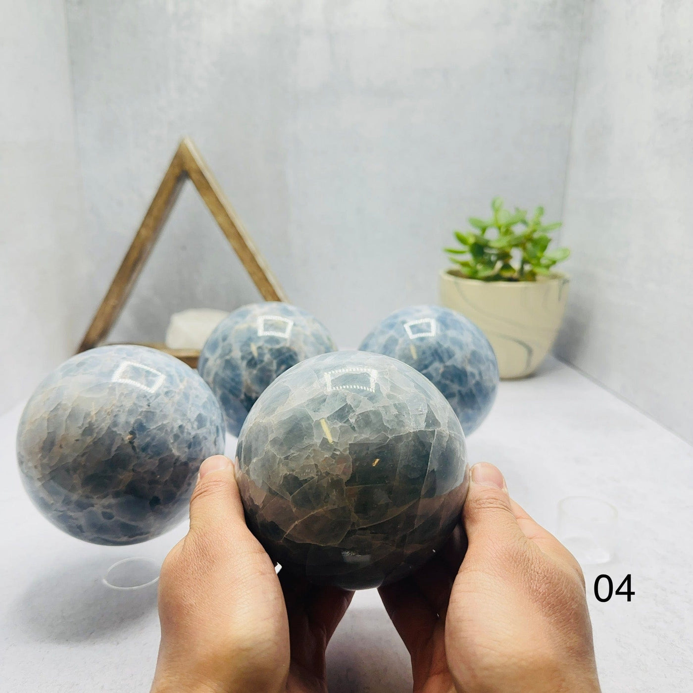 Blue Calcite Polished Spheres -- You Choose-4
