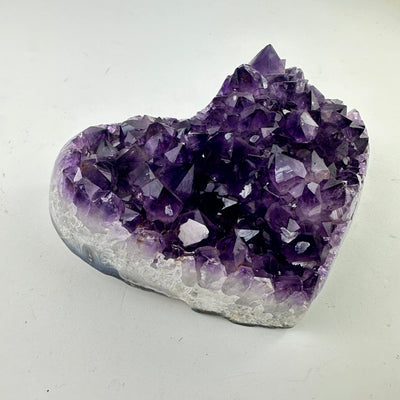 Amethyst Crystal Cluster Heart showing side angle