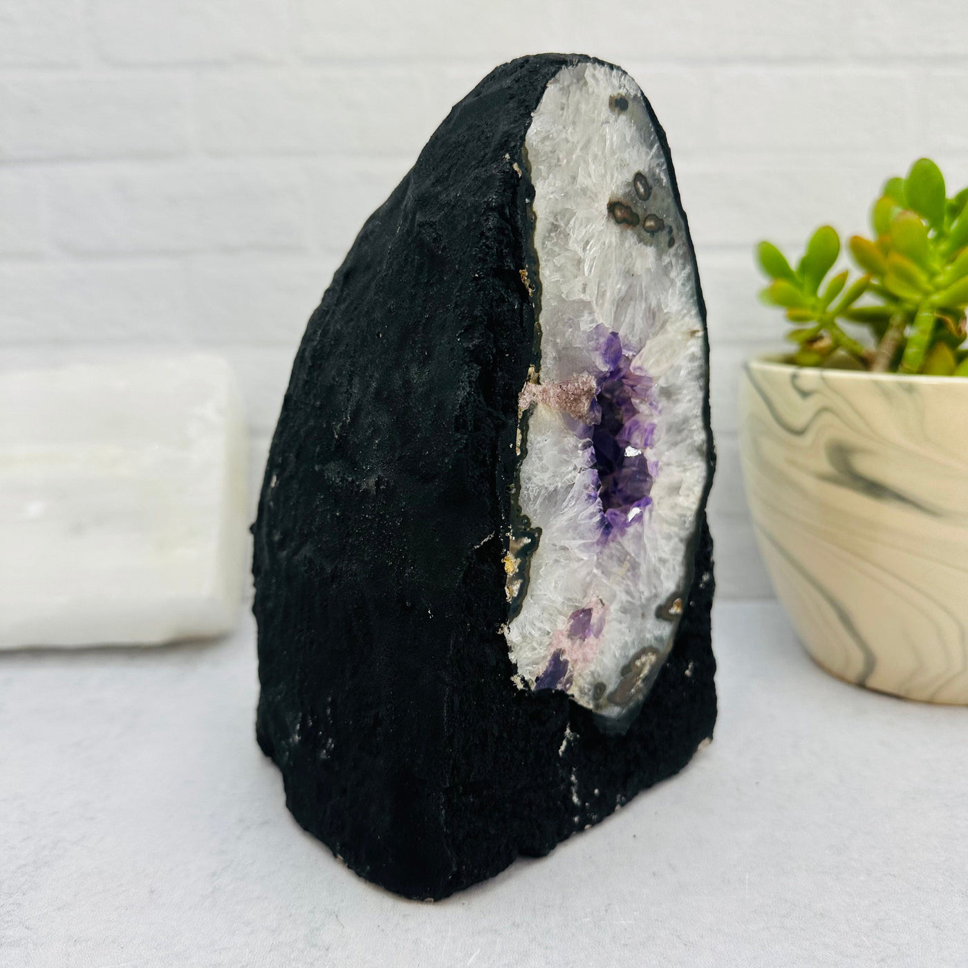 Amethyst Cathedral Geode Crystal - OOAK - Front Side View
