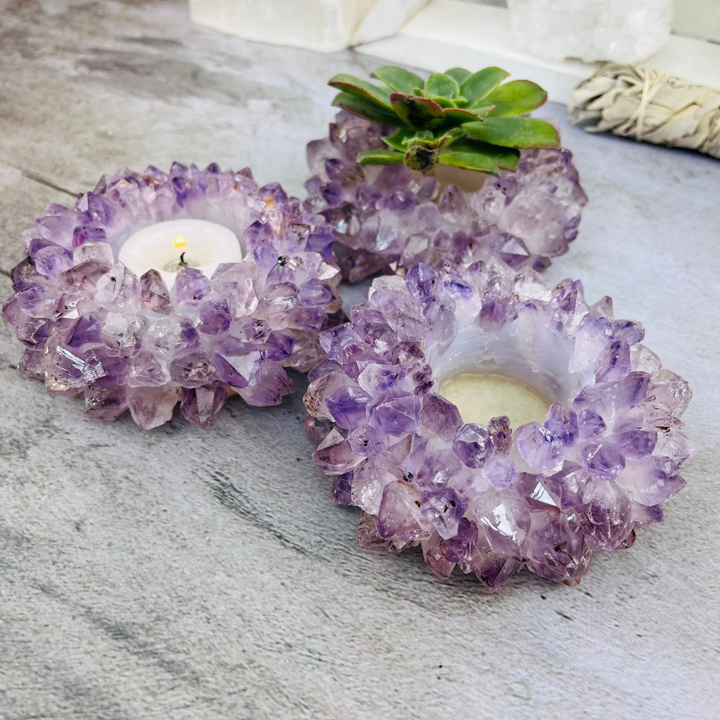 Amethyst Point Candle Holder -  "B" Quality