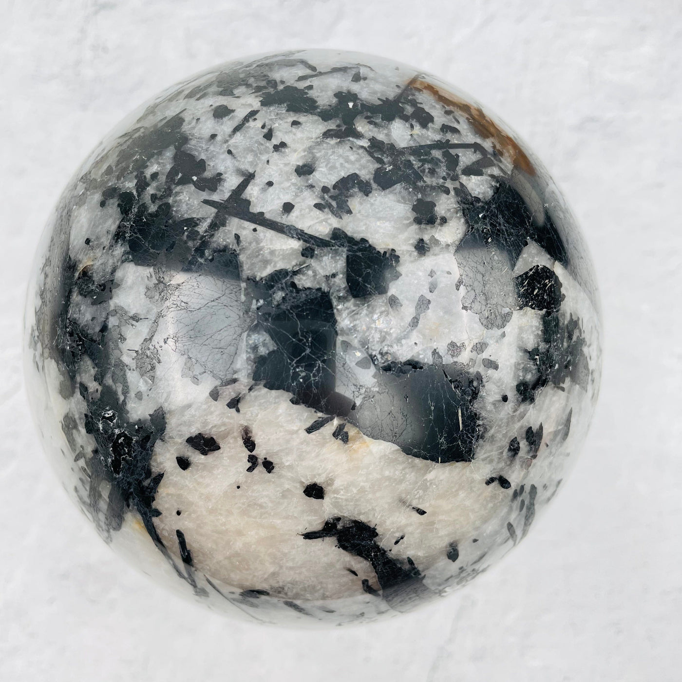 Black Tourmilated Quartz Sphere - Massive - OOAK- Aerial View