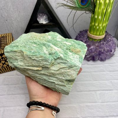 Free Form Fuchsite - In hand for size reference 