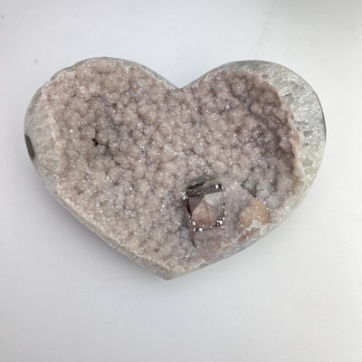 Natural Druzy Agate Heart With Calcite Formation top view