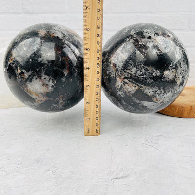 Black Tourmilated Quartz Polished Sphere - You Choose - with measurements
