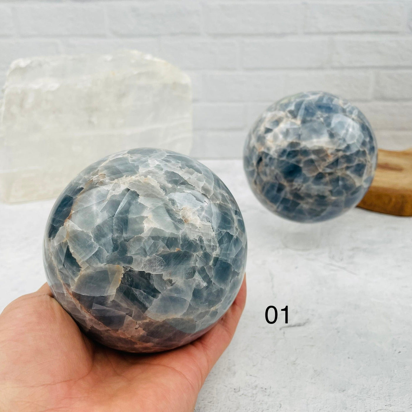 Blue Calcite Polished Spheres - You Choose- 01