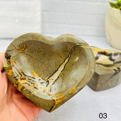 Septarian Heart Polished Bowl- Front View #03