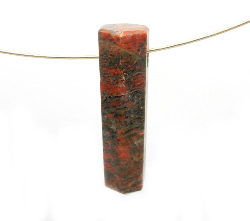 Jasper  Pencil Point Bead hanging on a wire