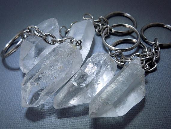 crystal quartz key chain side view for thickness reference