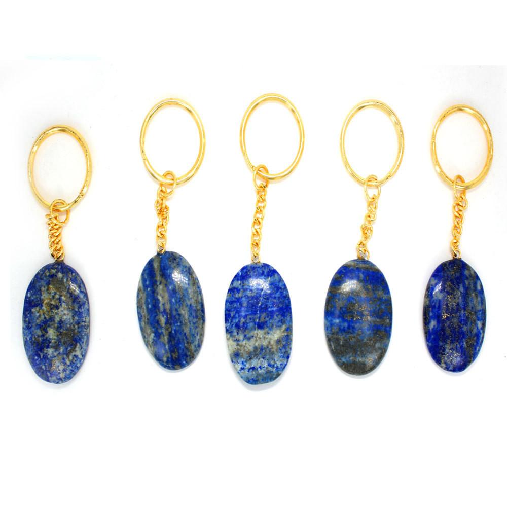 Lapis Lazuli Worry stone Keychains - 5 in a row