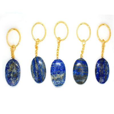Lapis Lazuli Worry stone Keychains - 5 in a row