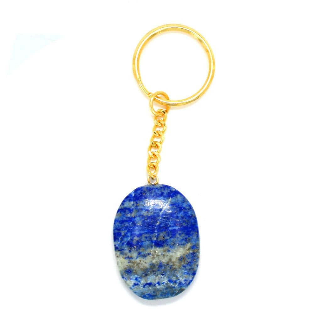 Lapis Lazuli Worry stone Keychain  - close up