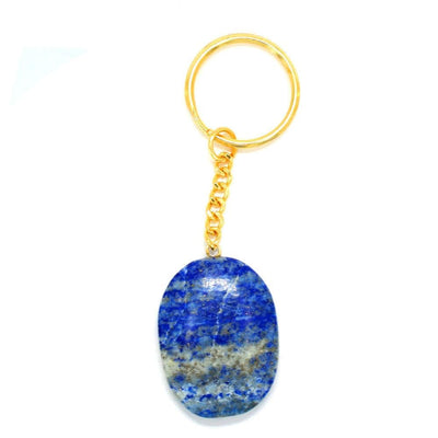 Lapis Lazuli Worry stone Keychain  - close up