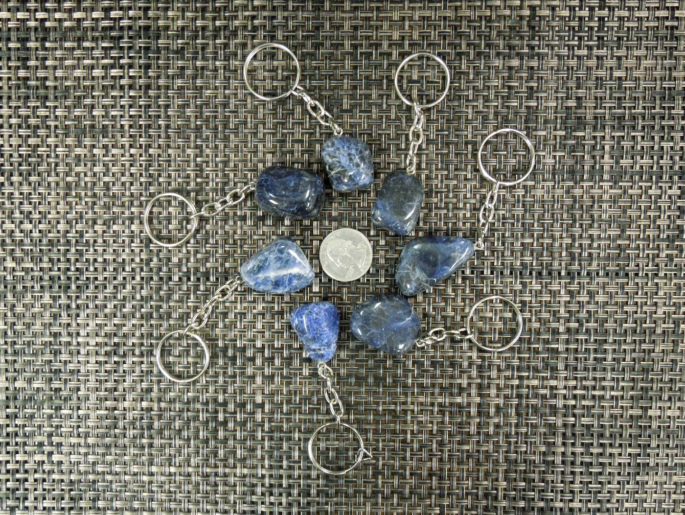 Keychain - Tumbled Sodalite Silver Toned Key Chain - Natural Blue Stone Keychain - Polished Sodalite Choose 1, 5, 10, 25 Qty