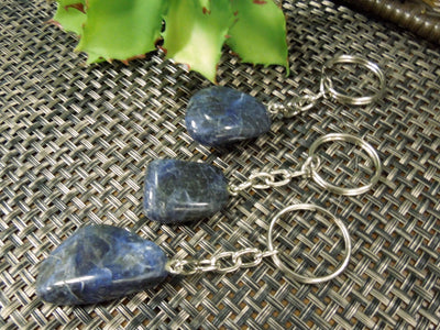 Keychain - Tumbled Sodalite Silver Toned Key Chain - Natural Blue Stone Keychain - Polished Sodalite Choose 1, 5, 10, 25 Qty