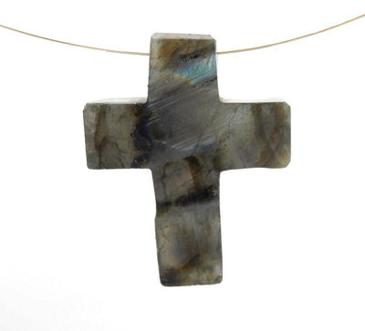 Labradorite Cross Pendant Charm on a wire