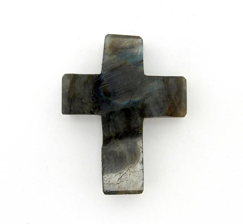 Labradorite Cross Pendant Charm on white background