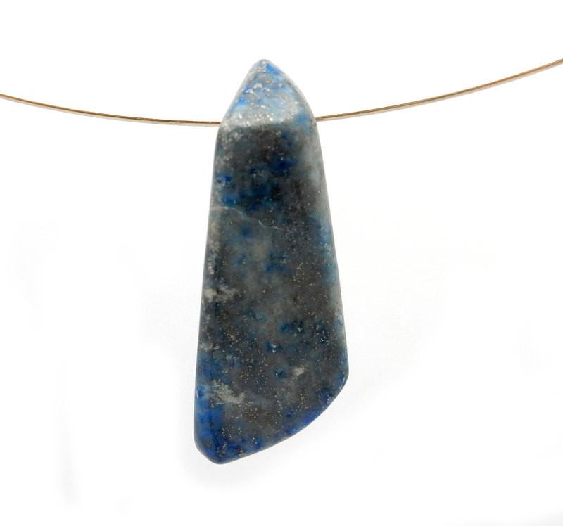 Lapis Lazuli Bead displayed showing a wire through drilled hole