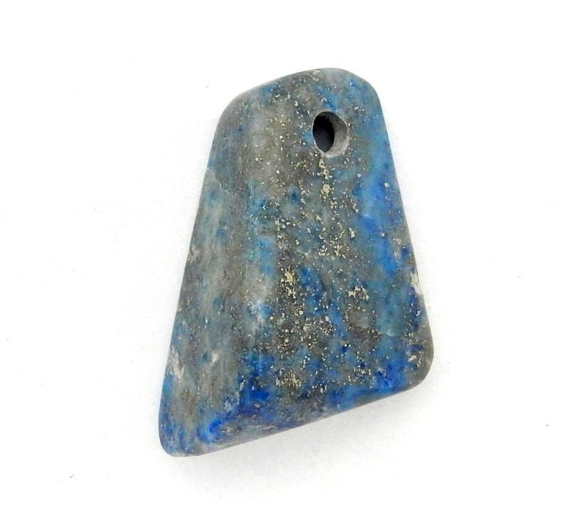 up close of lapis lazuli bead to show natural detail formation